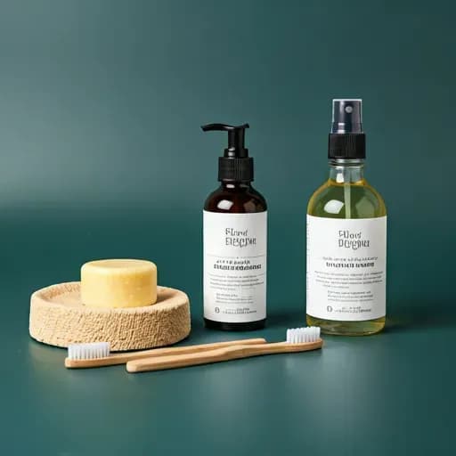 beauty products and small bottle